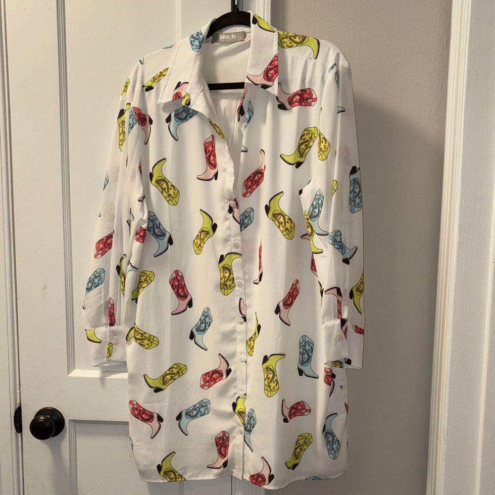 Blueb Cowboy boot Print Shirt